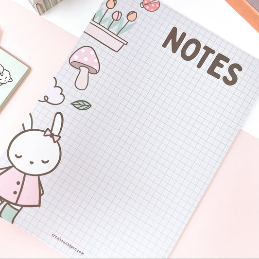 *Clearance* Notepad A5 Size | Spring Showers with Bunny Bella