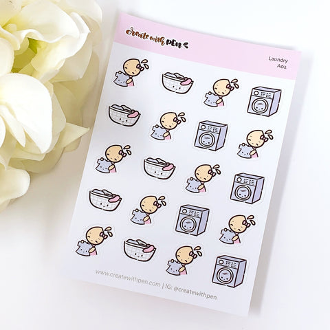 A02 | Laundry | Planner Stickers