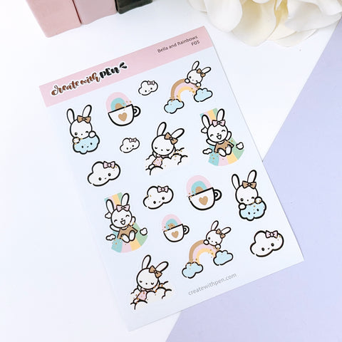 F05 | Bella and Rainbows | Planner Stickers