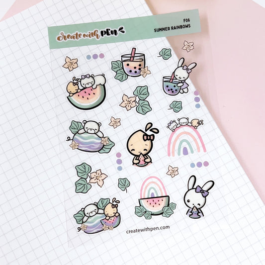 F06 | Summer Rainbows | Planner Stickers