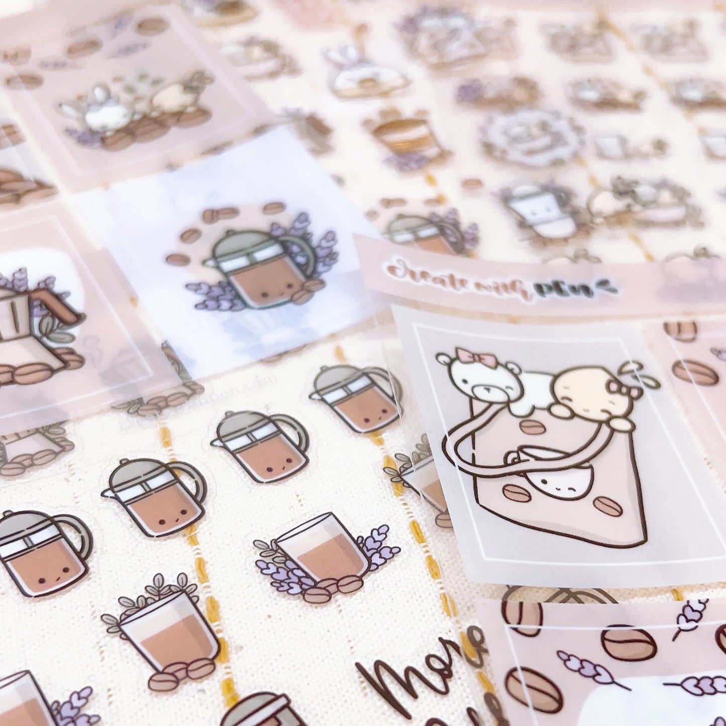 D12 | Clear Stickers - set of 5 | Lavender Latte Collection