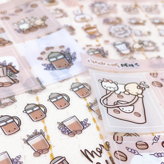 D12 | Clear Stickers - set of 5 | Lavender Latte Collection
