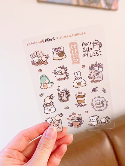 D12 | Clear Stickers - set of 5 | Lavender Latte Collection