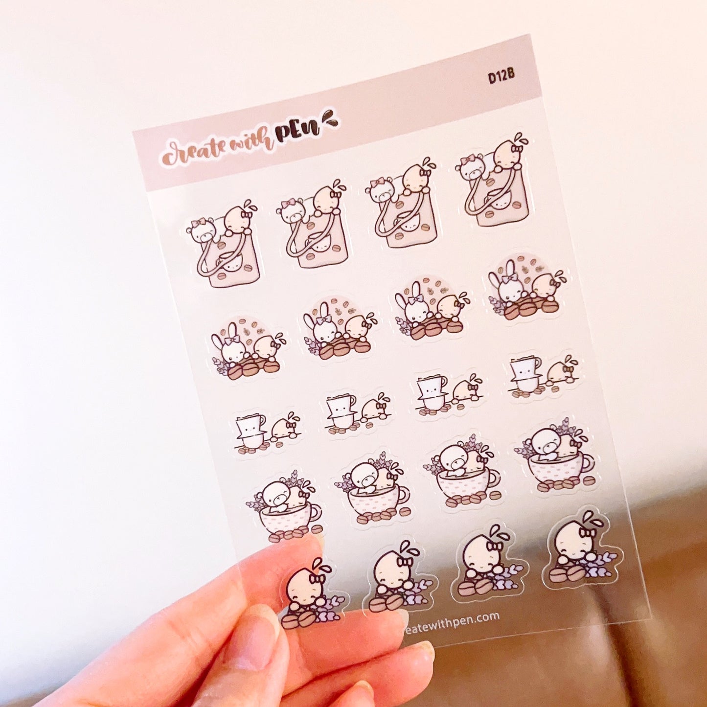 D12 | Clear Stickers - set of 5 | Lavender Latte Collection