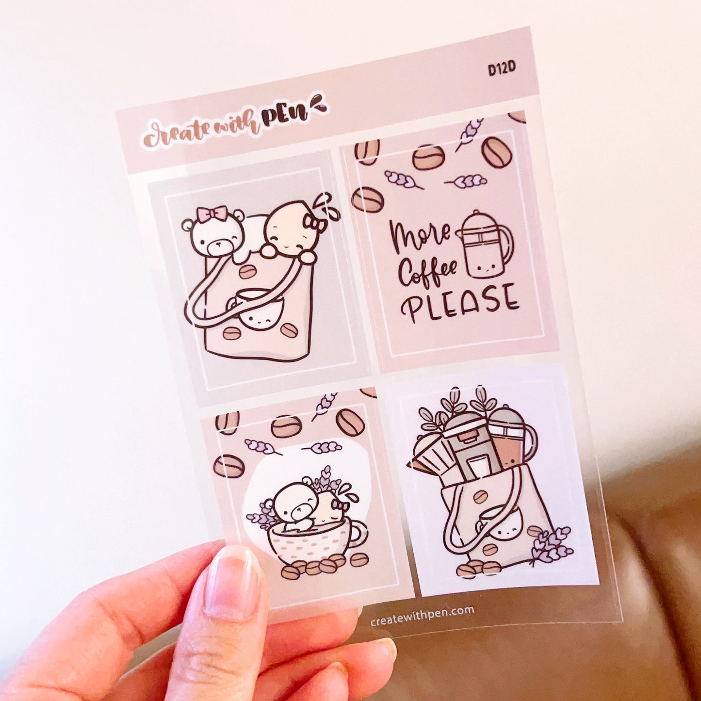 D12 | Clear Stickers - set of 5 | Lavender Latte Collection