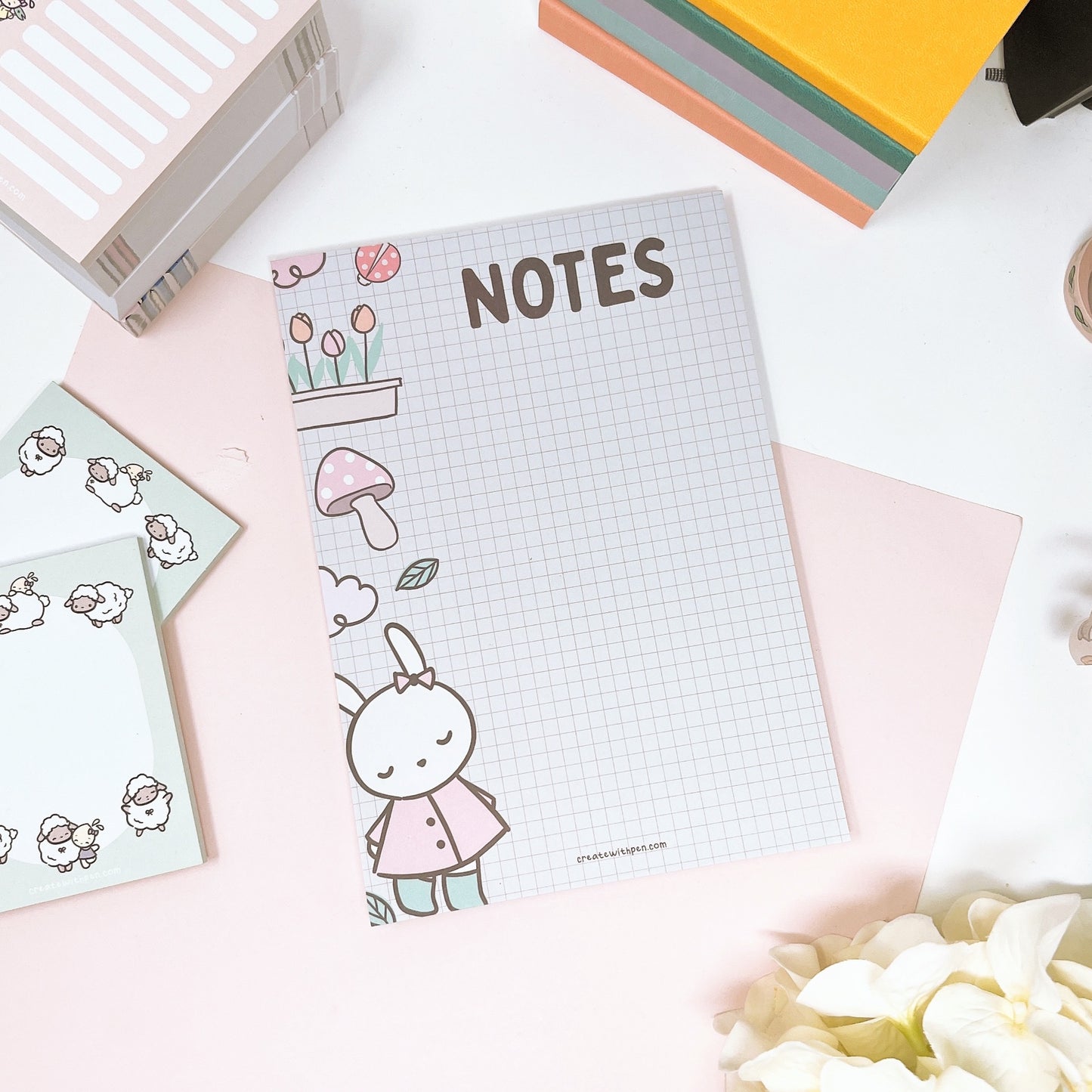 Notepad A5 Size | Spring Showers with Bunny Bella