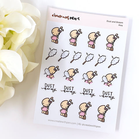 A04 | Dust and Broom | Planner Stickers