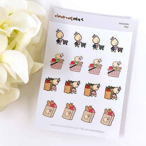 A07 | Groceries | Planner Stickers