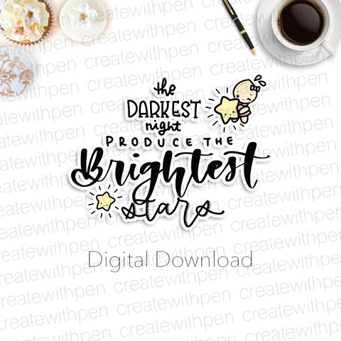 Digital: Brightest Stars Quote/Script with Tinta