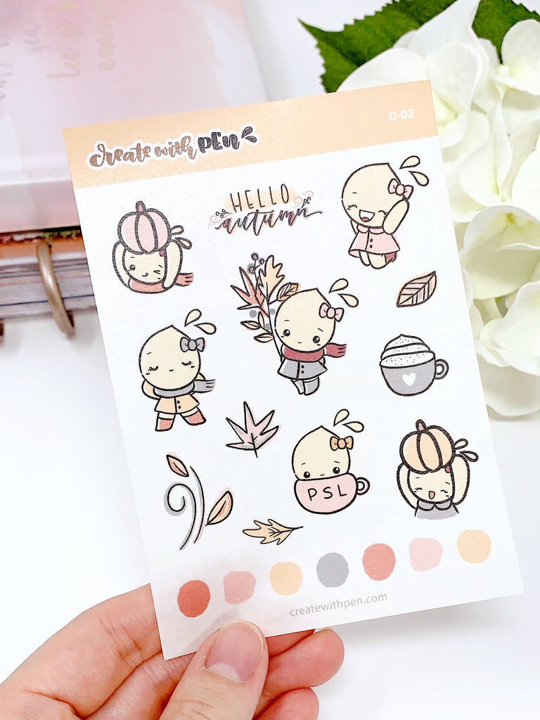 design cute sticker sheets for journals doodle style