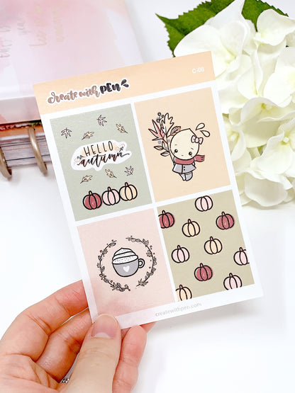 C06 | Fall Deco Full Boxes | Planner Stickers