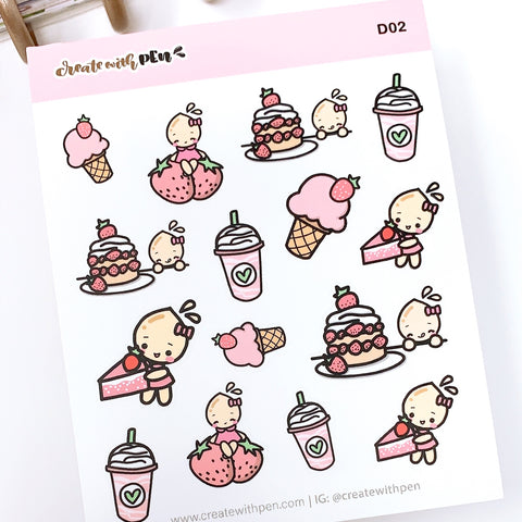 D02 | Tinta loves strawberries | Planner Stickers
