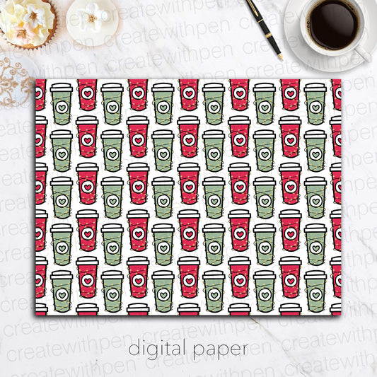 Digital Paper: Christmas Cups