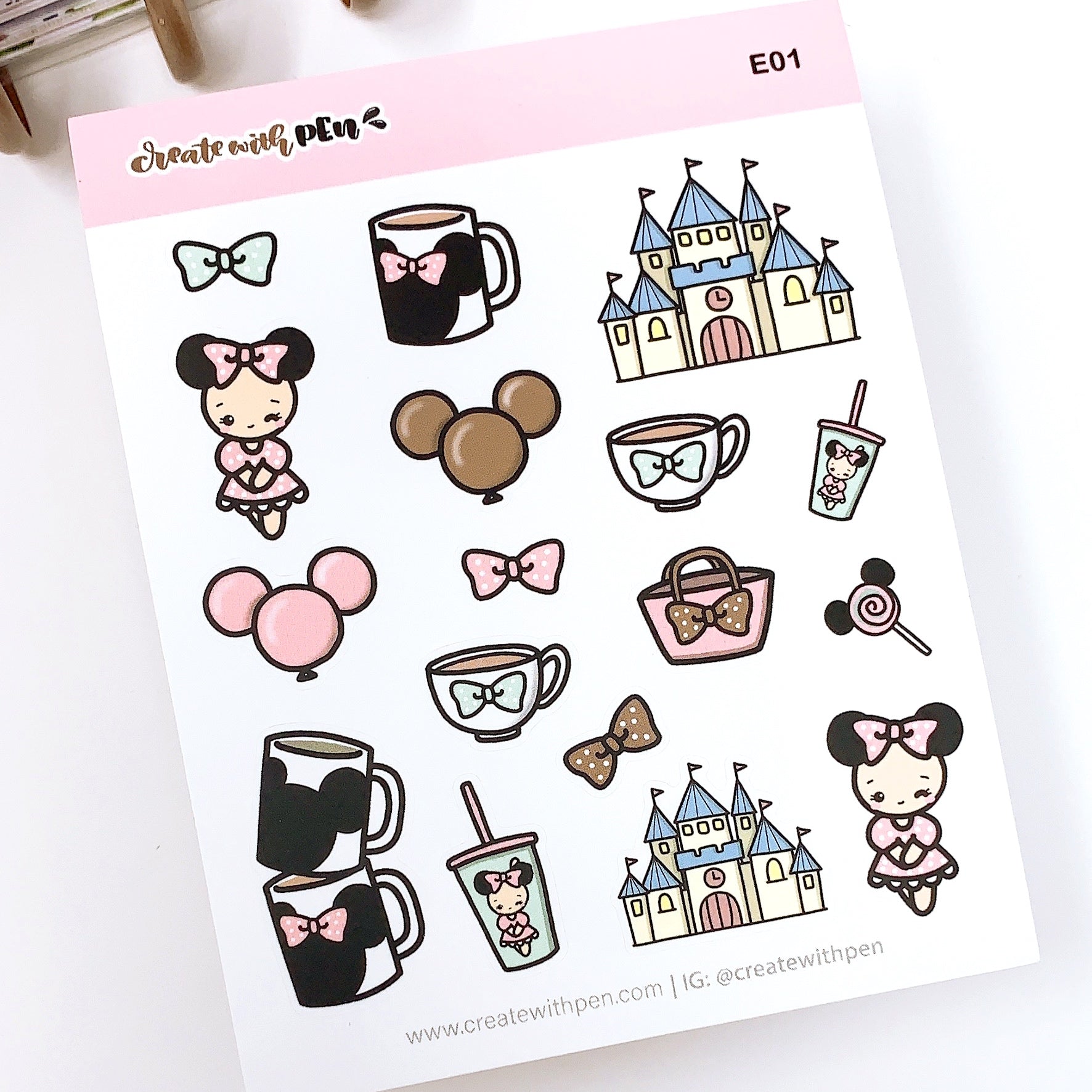 E01 | Disney Theme Park | Planner Stickers – Create with Pen