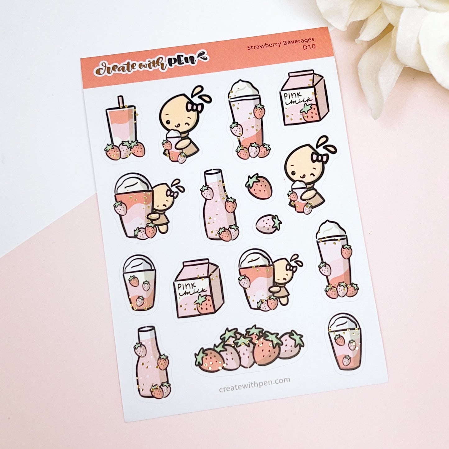 Strawberry Beverages | Planner Stickers & Washi Tapes