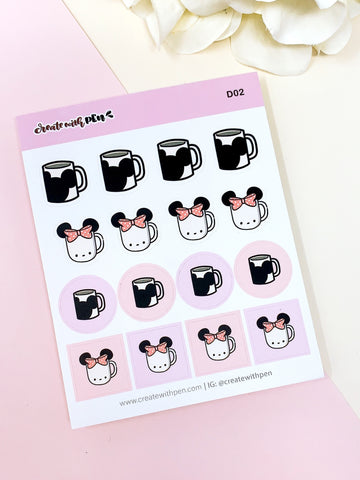 D02 | Minnie inspired mugs | Planner Stickers