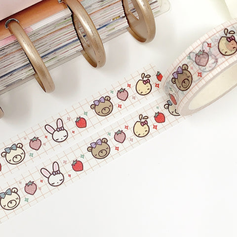WT06 | Tinta and Friends (Strawberry and Grid) | Washi Tape