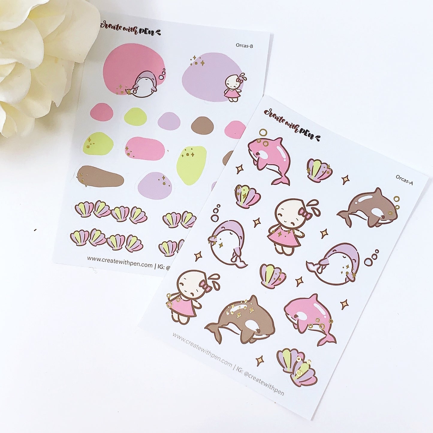 Whales | sticker sheet duo