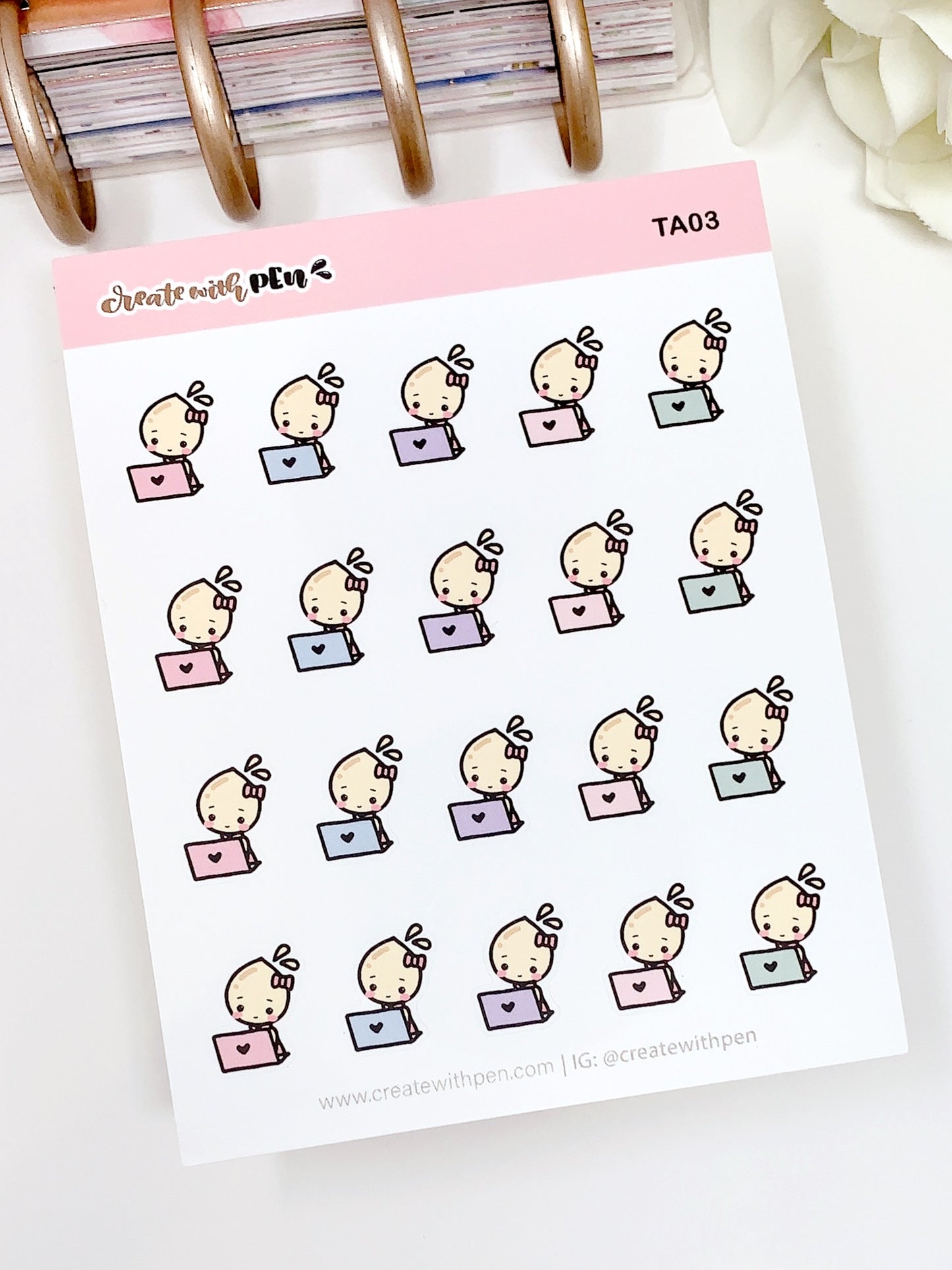 TA03 | Tinta on her laptop | Planner Stickers