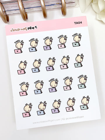 TA04 | Tired working Tinta | Planner Stickers
